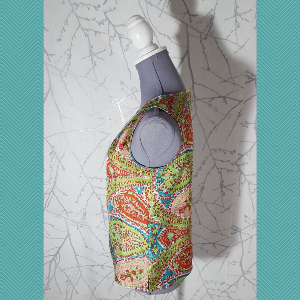 Talbots Abstract Printed Button Up Back Sleeveles… - image 3